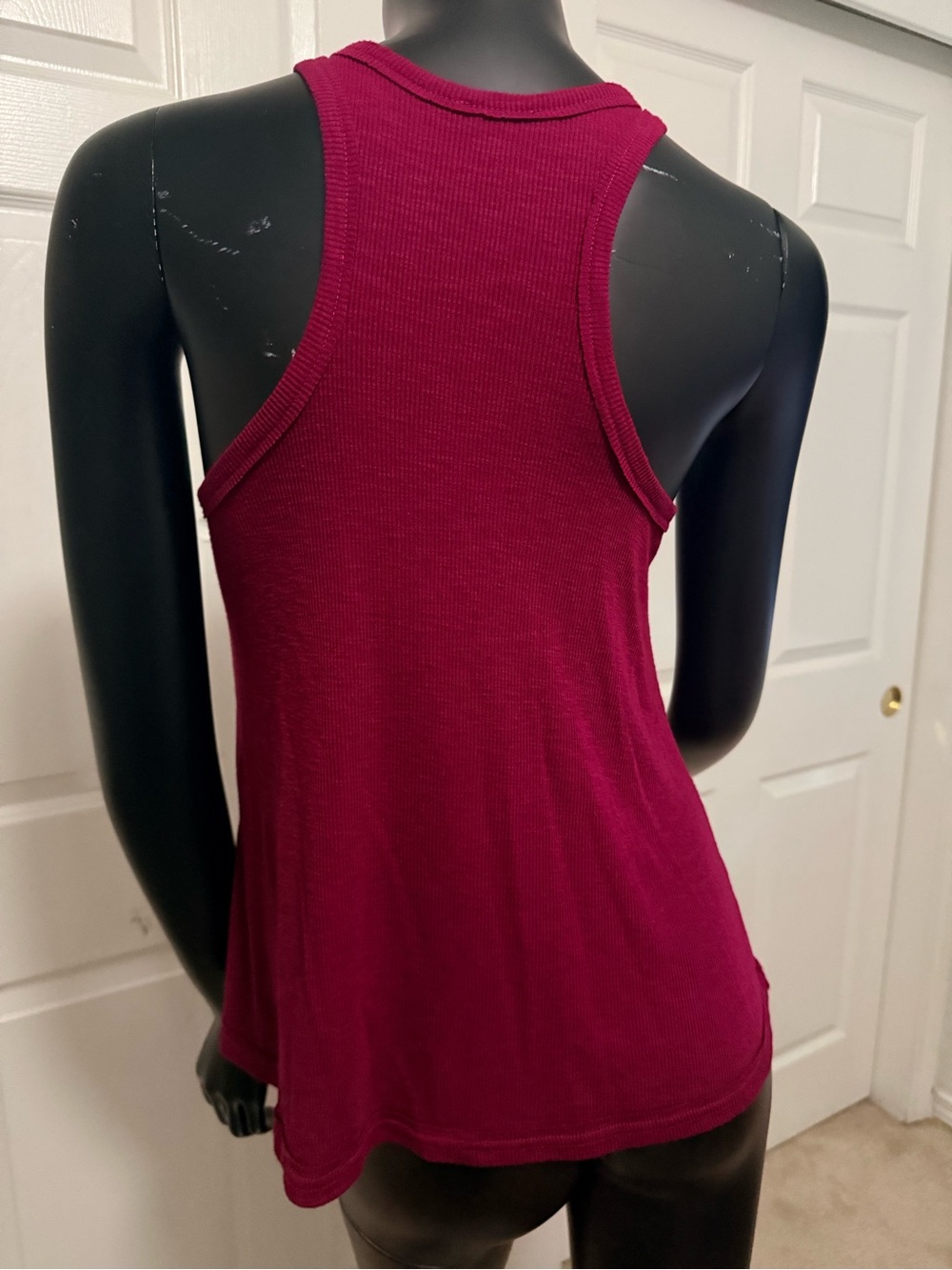Free People Ribbed Racerback Tank - Burgundy - Picture 4 of 6